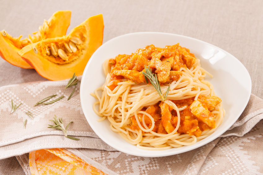 Pasta con calabaza y requesón