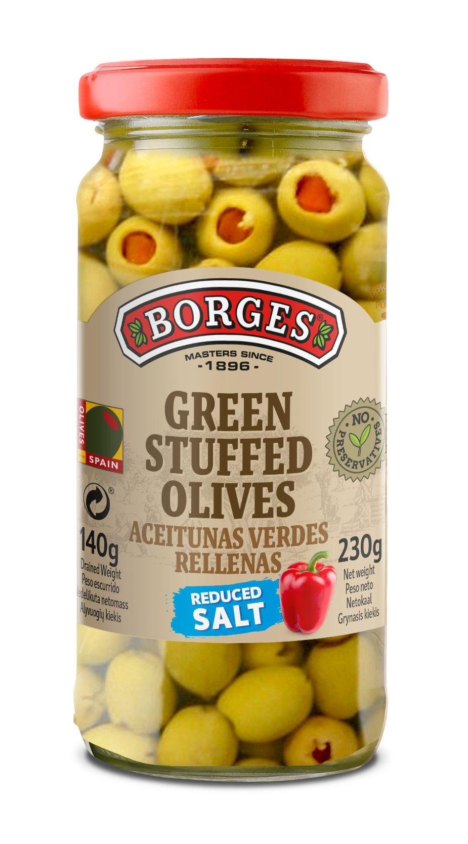 Green Stuffed Olives With Pepper Borges