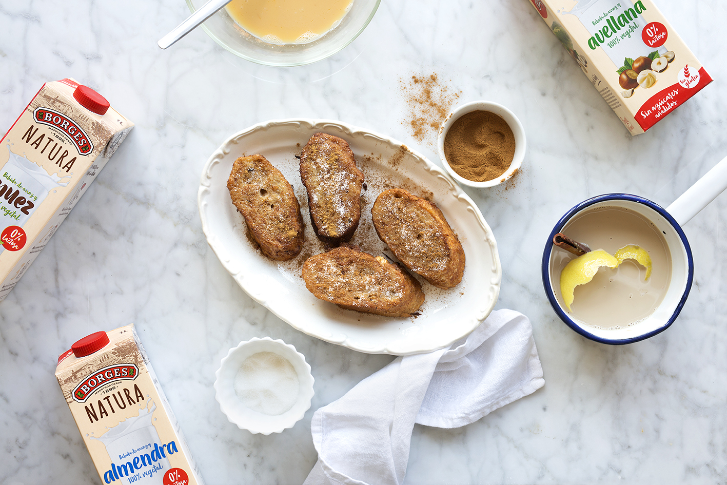 Torrijas con bebida vegetal