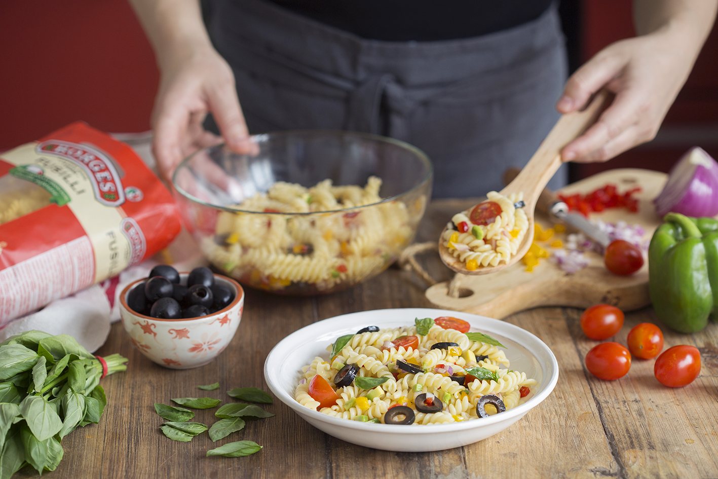 Multicoloured fresh pasta recipe - Borges - Mediterranean cuisine