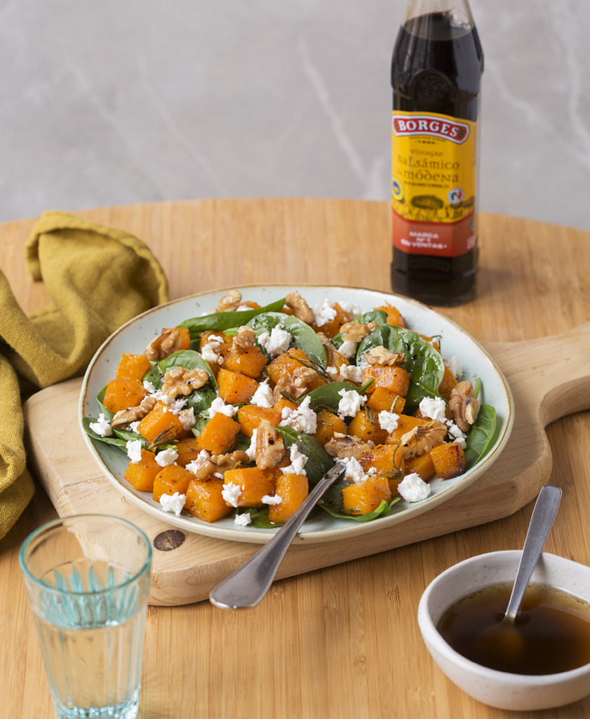 Ensalada templada de calabaza asada y queso feta