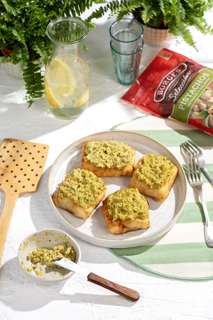 Bacalao frito pistacho