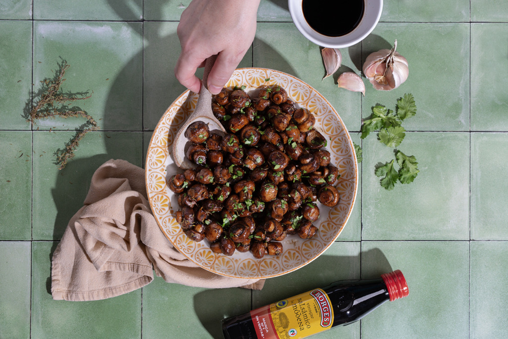 Champiñones al vinagre balsámico
