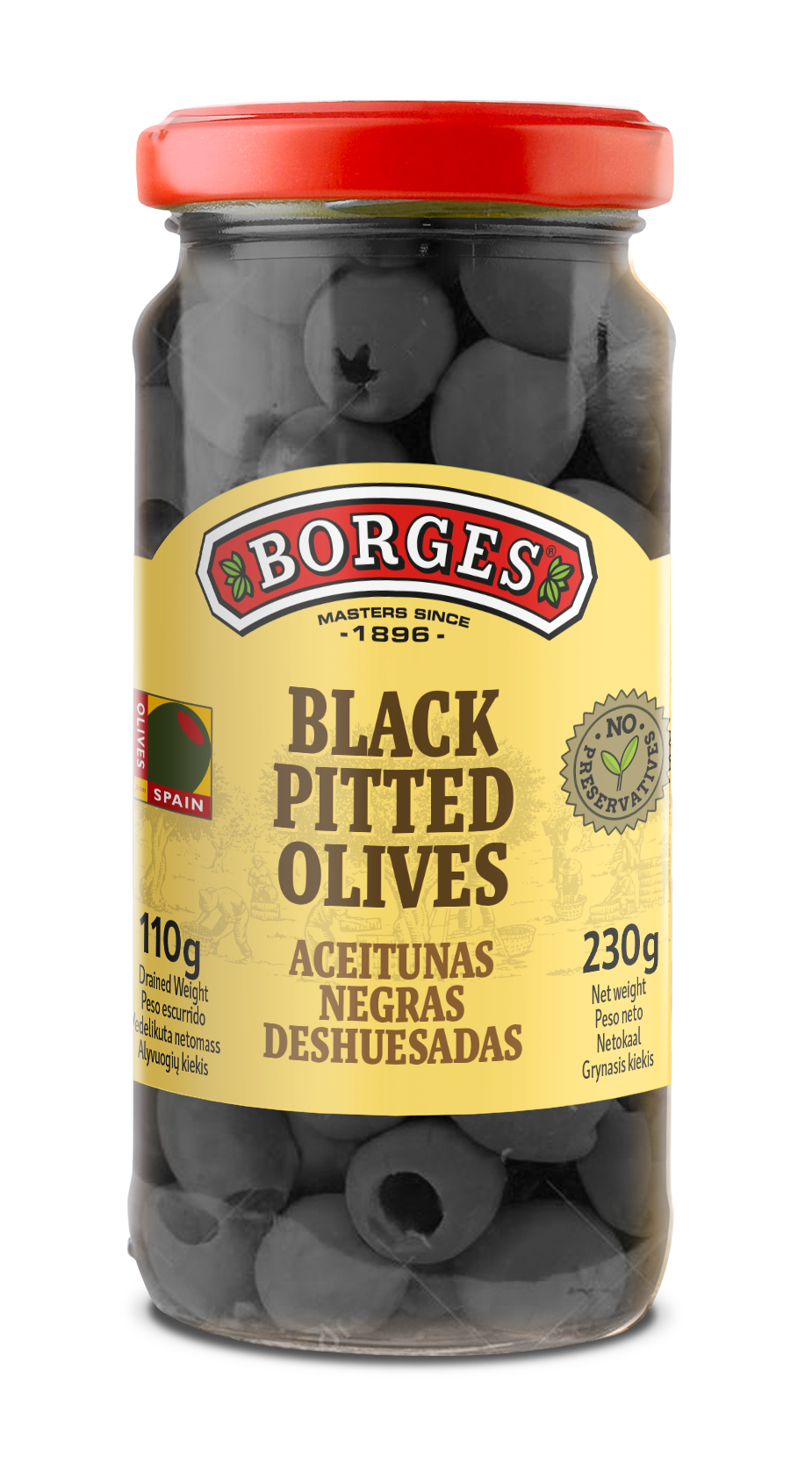 BORGES BLACK PITTED OLIVES
