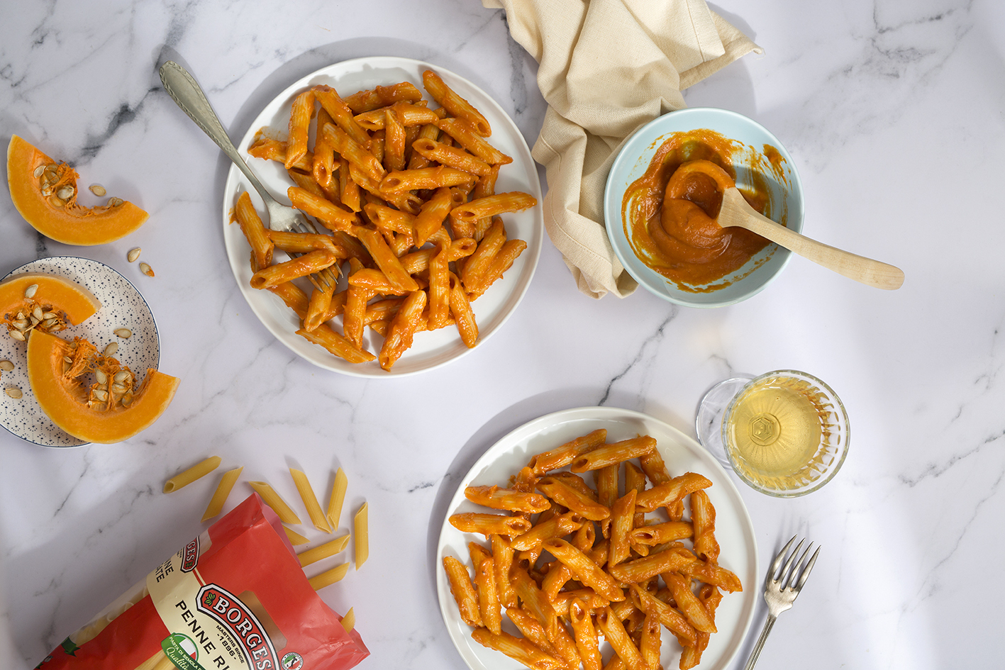 Pasta with tomato and pumpkin - Borges India