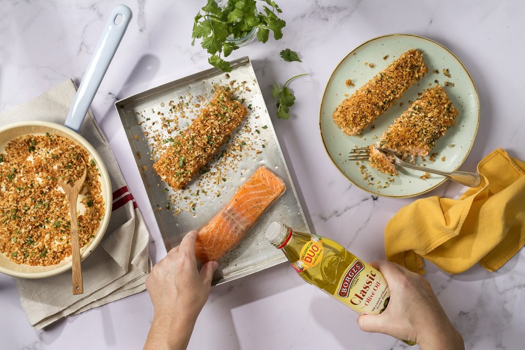 Salmón rebozado con panko