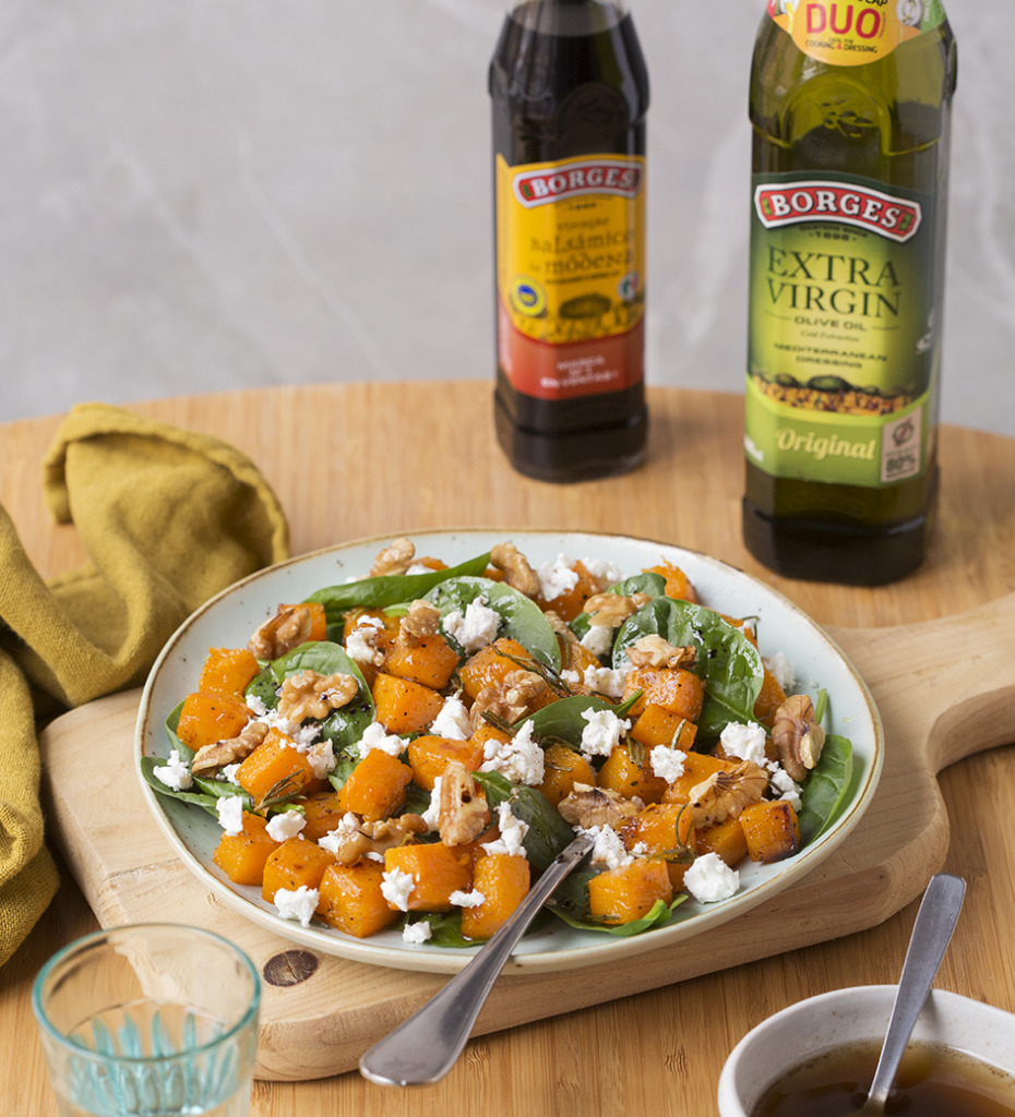 Ensalada templada de calabaza asada y queso feta