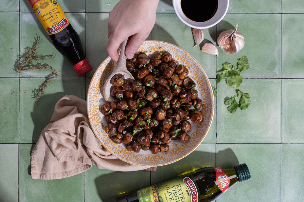 Champiñones al vinagre balsámico