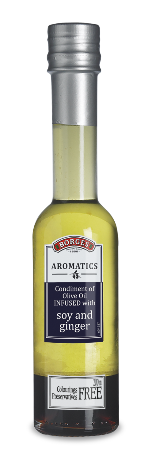 Aromatic olive oil with soy and ginger
