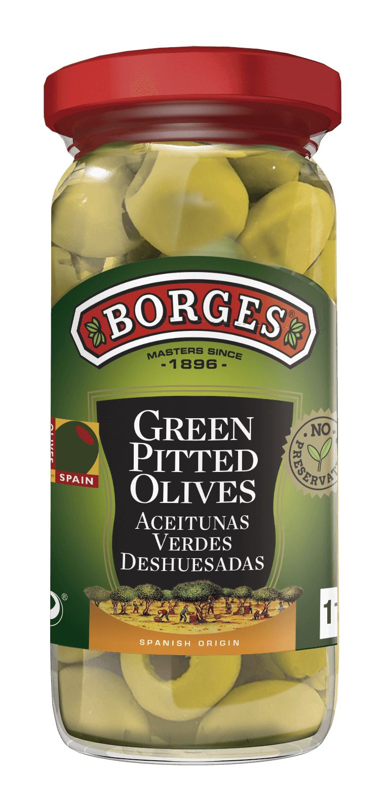 Pitted green olives - Borges