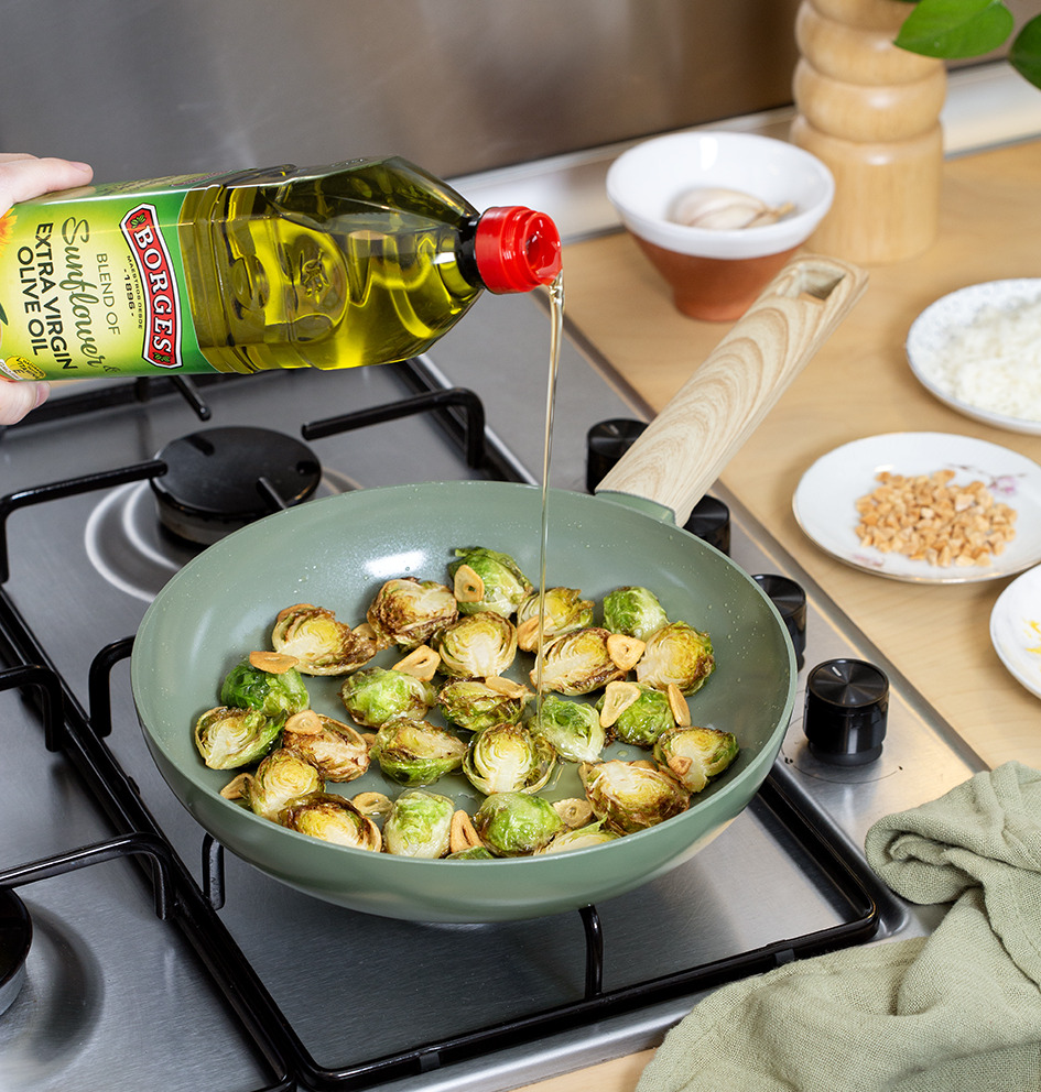 Crispy Fried Brussels Sprouts with Parmesan